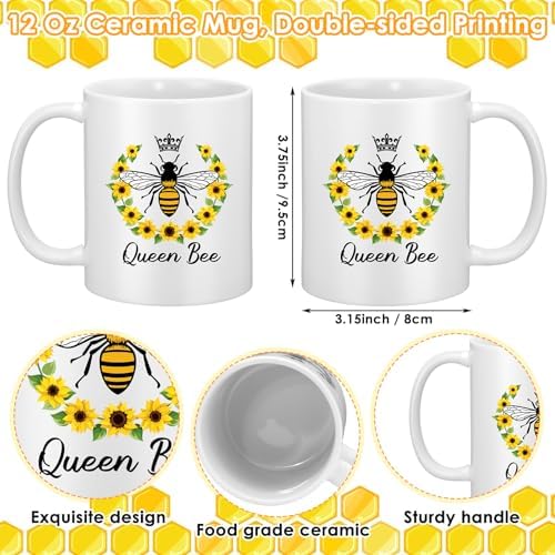 Didaey 6 Pcs Bee Mugs Gifts for Women 12 oz Ceramic Coffee Cup Gift Set - Image 3