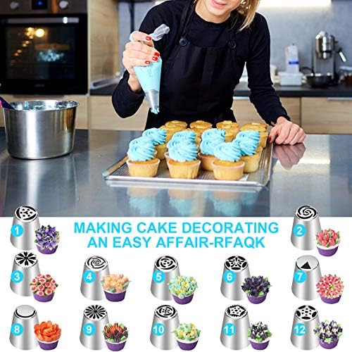 Russian Piping Tips Set, 47 Pcs Flower Cake Decorating Kit with Icing Bags - Image 5