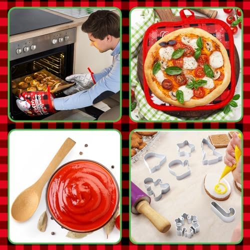 Qinyoung 48 Pcs Christmas Kitchen Oven Mitts Pot Holders, Christmas Plaid - Image 5