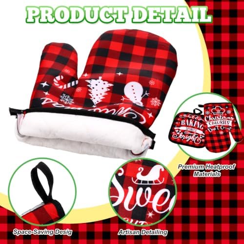 Qinyoung 48 Pcs Christmas Kitchen Oven Mitts Pot Holders, Buffalo Plaid - Image 5