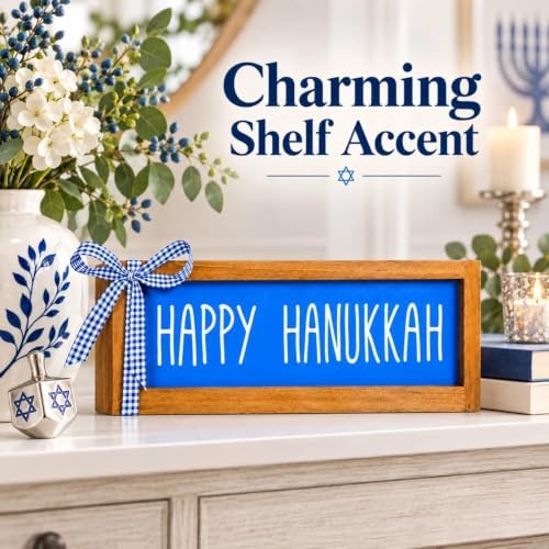 Happy Hanukkah Sign, Wooden Chanukah Tabletop, Wall Decorations - Image 6