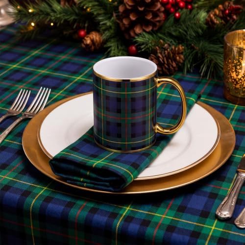 Havawish 4 Pcs Christmas Green Tartan Plaid Mugs 12 oz Holiday Coffee Mug - Image 5