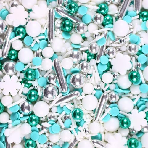 Snowflake Sprinkles for Cake Decorating 4.23 ounce Frozen in Sugar Pearls Sprinkles for Cupcakes Topper Cookie Metallic Sprinkles Mix Jimmies Confetti Cake Decorations for Kid's Birthday Christmas Party - Image 3