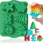 HKNMTT Large Christmas Silicone Molds for Baking Cake Muffins Oven Safe Freezing Soap Candle Cocoa Bomb Food Grade Tray, Deep Snowflake Xmas Tree Santa Gingerbread Gift Bell 6 Holiday Shapes Mould by HKNMTT