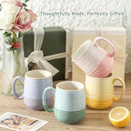 HASENSE Porcelain Coffee Mugs Set of 4, 12 Oz Two-Tone Reactive Glaze Coffee Cups with Handle, Unique Colorful Mug Set for Coffee, Tea, Coco, Latte, Dishwasher and Microwave Safe - Image 7