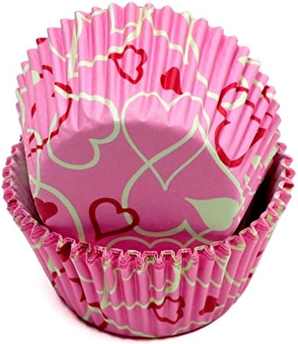 Chef Craft Paper Patterned Cupcake Liners, 50 count, Pink/White/Red by ChefCraft