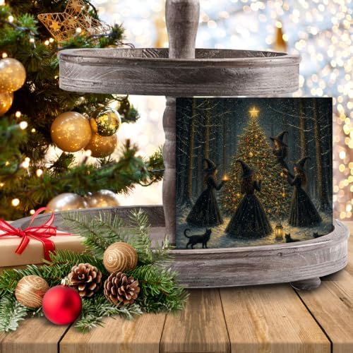 Witchy Christmas Tree Decor, Christmas Gothic Witch Wooden Sign - Image 7