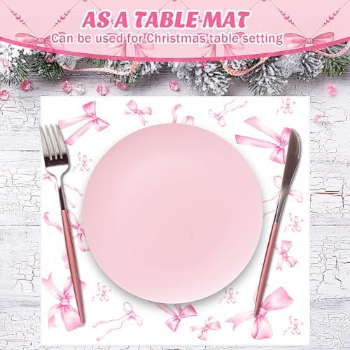 Marspark 100 Sheet Pink Bow Wax Paper for Sandwich Burgers 11.4 x 11 Inches - Image 2