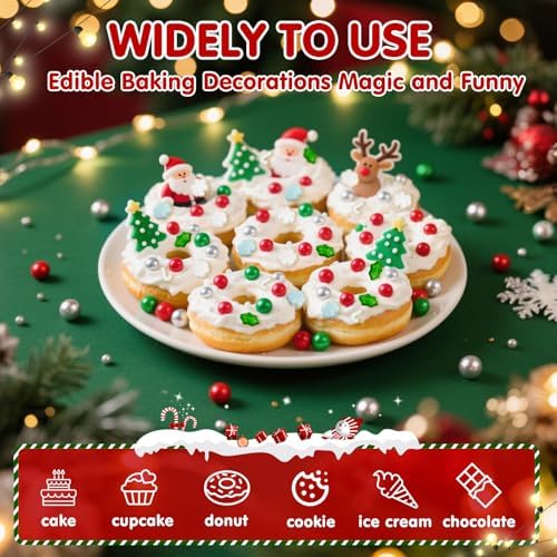 Edible Christmas Sprinkles for Cake Decorating,Winter White Blue Snowflake - Image 4