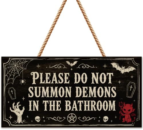 Halloween Decorations - Funny Wooden Sign for Wall Home Door Bathroom by OHOME