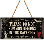 Halloween Decorations - Funny Wooden Sign for Wall Home Door Bathroom by OHOME