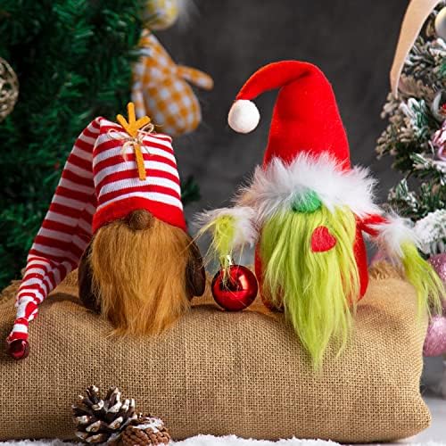 BWFY Christmas Gnomes Decorations 2-Pack Handmade Swedish Tomte Plush Gnomes Scandinavian Santa Elf Christmas Table Tiered Tray Ornament Christmas Decor Gifts by BWFY