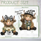 2 Pcs Farmhouse Highland Cow Figurines, Home Sweet Home Decor - Image 3