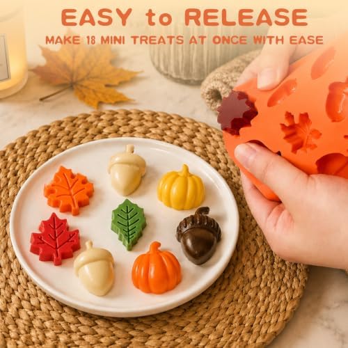 HKNMTT 2Pcs Mini Pumpkin Silicone Molds 36-Cavity 9 Shapes Fall Candy Molds - Image 4