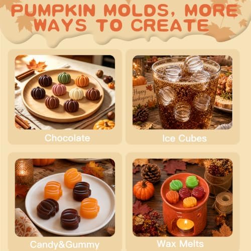 HKNMTT 2Pcs Pumpkin Silicone Molds 24-Cavity Halloween Fall Chocolate Molds - Image 2