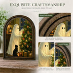 Ghost Christmas Arched Decor, Black Cat Table Sign - Image 4