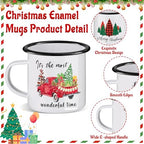 Christmas Enamel Mug Set of 4, 12 oz Christmas Coffee Mugs Hot Chocolate Mug Set Santa Claus Holiday Mugs Set Stocking Stuffer Gift for Kids Women Friends Coworkers Family(Classic Style) - Image 3