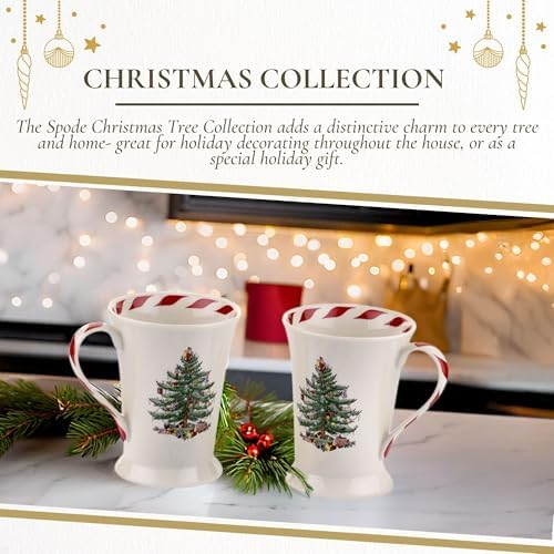 Spode Pimpernel Christmas Tree Peppermint Mugs & Coasters Set - Set of 4 - Image 5