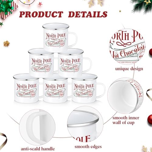 Yaomiao 6 Pcs Christmas Coffee Mugs, North Pole, Stainless Steel, Enamel - Image 3