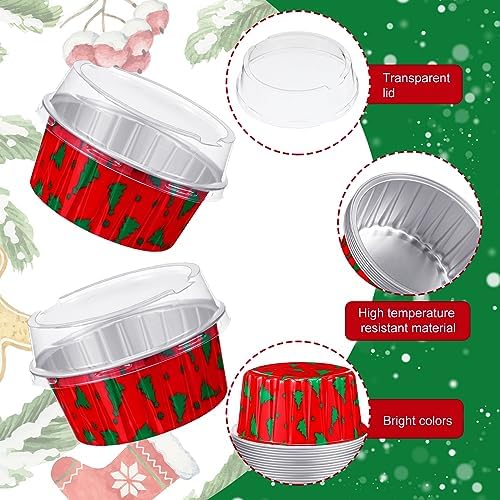 Umigy 100 Pcs Christmas Aluminum Foil Baking Cups with Lids,Tree - Image 3
