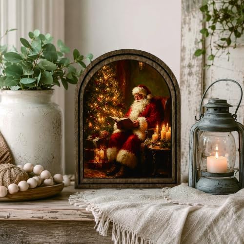 Santa Reading Arched Table Sign, Rustic Christmas Farmhouse Decor - Image 6