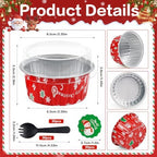 Christmas Mini Cake Pans with Lids, Aluminum Foil Mini Muffin Tins, 30Pack - Image 2