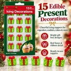 Oasis Supply Christmas Presents Edible Icing Decorations – 15 Count – Green Gift Box Cake & Cupcake Toppers for Cookies, Cakes, Cupcakes & Holiday Desserts - Image 6