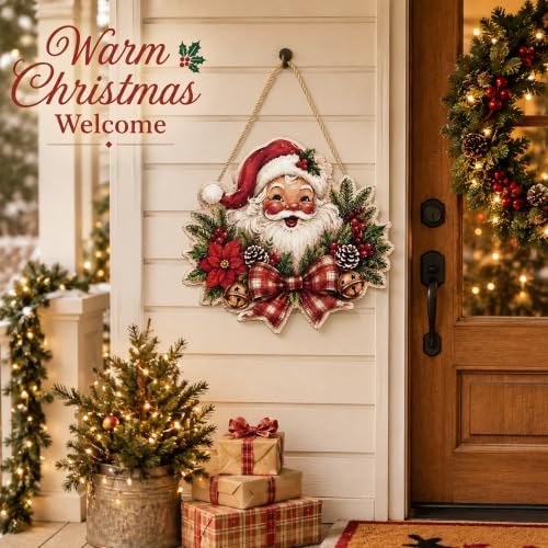 Christmas Decorations - 2D Printed Flat Vintage Santa Claus Welcome Sign - Image 5