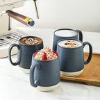HASENSE Ceramic Large Coffee Mugs Set of 4-15 Ounce Porcelain Coffee Cups Set with Handle Perfect for Tea, Cocoa, Latte, Milk and Cappuccino, Modern Tea Cups Set for Man and Woman, Dark Blue - Image 2