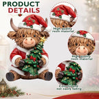 2 Pcs Christmas Highland Cow Figurines, Christmas Table Decor - Image 4