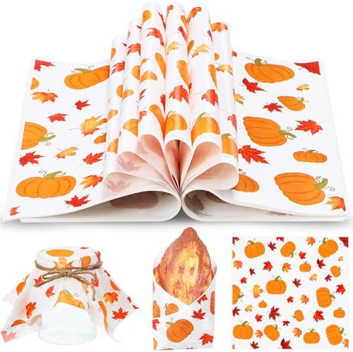 Marspark 100 Sheet Thanksgiving Pumpkin Wax Paper for Food 11.4 x 11 Inch by Marspark