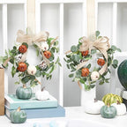 Syhood 2 Pcs 9 Inch Small Fall Wreath for Cabinet Mini Fall Wreath - Image 6