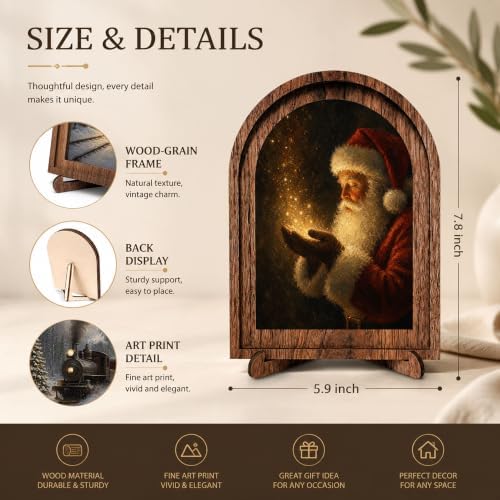 Santa Magic Arched Table Sign, Christmas Farmhouse Shelf Decor - Image 2