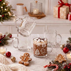 LemonRoad 4 Pcs Christmas Glass Coffee Mugs 12 oz Gingerbread Cups - Image 4