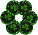 YETTASBIN St. Patrick's Day Shamrock 6 Pcs Drink Coasters with Holder, Cotton Woven Absorbent Heat-Resistant Round Coaster Non-Slip Table Mat for Kitchen Bar Home Decor Housewarming Gift, 3.9 in - Image 2
