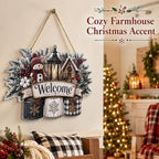 Christmas Decorations - Winter Snowman Welcome Wooden Sign for Front Door - Image 5
