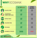 ECOSANX® 200 PCs Disposable Wooden Cutlery set 6.5" Splinter Free Compostable - Image 3