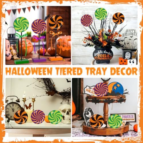 3 PCS Halloween Table Decorations Cute Wooden Candy Sign Set,Pastel - Image 7
