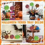 3 PCS Halloween Table Decorations Cute Wooden Candy Sign Set,Pastel - Image 7