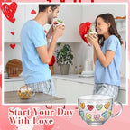 Sliner 6 Pcs Valentines Day Candy Heart Glass Coffee Mugs with Handle, 16 oz Clear Love Conversation Coffee Mugs Irish Glasses Cups for Valentine Gifts Beverages Latte Hot Chocolate(Conversation) - Image 6