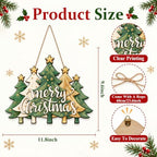 Christmas Decorations Green Gold Christmas Tree Merry Christmas Wood Sign - Image 3