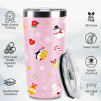 Christmas Gifts for Women 2025, 20 oz Pink Stainless Steel Christmas Coffee Tumblers with Lid and Straw, Insulated Coffee Travel Mug, Best Xmas Themed Gifts for Women Men Girls Teachers Coworkers - Image 5