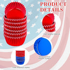 JarThenaAMCS 200Pcs Red Blue Foil Cupcake Liners July 4th Patriotic Metallic Baking Cups Independence Day Cupcake Wrappers Muffin Liners for 250th Anniversary Memorial Day Veterans Day Party Supplies - Image 3