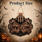 Halloween Decorations - 2D Printed Flat Gothic Unwelcome Wooden Sign - Image 3
