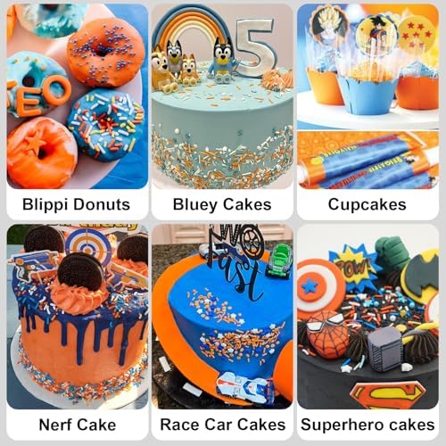 Blue and Orange Party Sprinkles with Stars for Kids Cakes, Cupcakes, 180g - Image 4