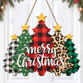Christmas Decorations Plaid Leopard Christmas Tree Wooden Hanging Sign by GUDIO