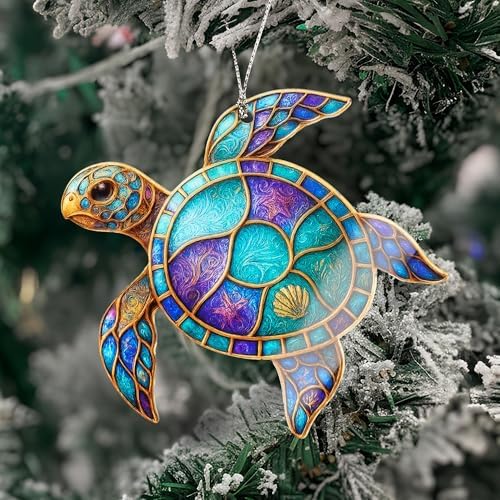 Sea Turtle Gifts for Women, Sea Turtle Christmas Ornaments Decoration, Suncatcher Ornament with Story Card, Beach Ornaments for Tree, Sea Lover Gift, Birthday Gift for Mom - Image 3