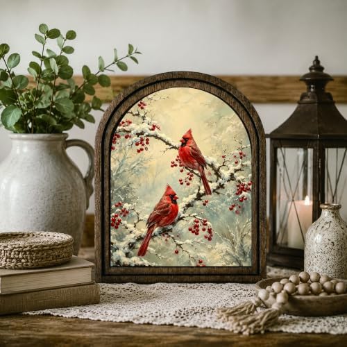 Winter Cardinal Arched Table Sign, Christmas Farmhouse Shelf Decor - Image 7