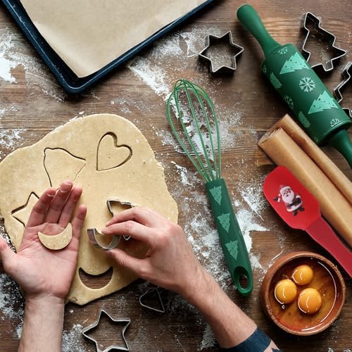 Christmas Spatula Whisk Rolling Pin, 6 Pcs, Green,Red - Image 5