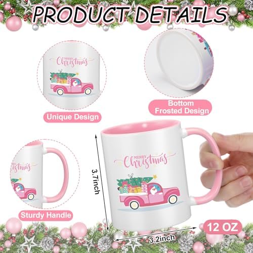 Didaey 6 Pcs Pink Christmas Mugs 12 oz Nutcracker Ceramic Coffee Cup Gifts - Image 4